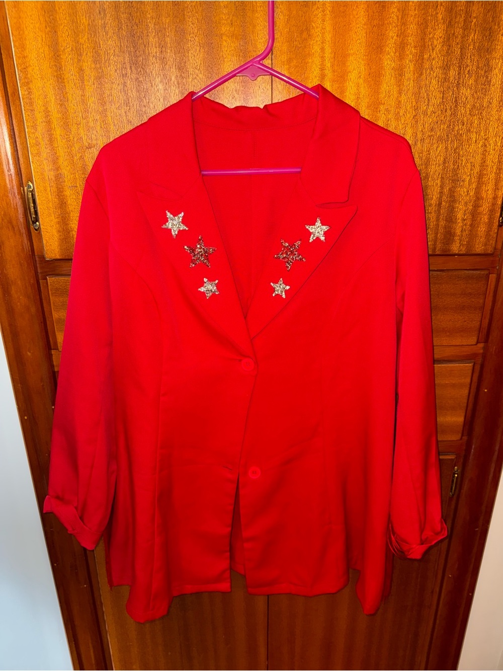 CUSTOM George Strait Red Embellished Star Lapel Women's Jacket